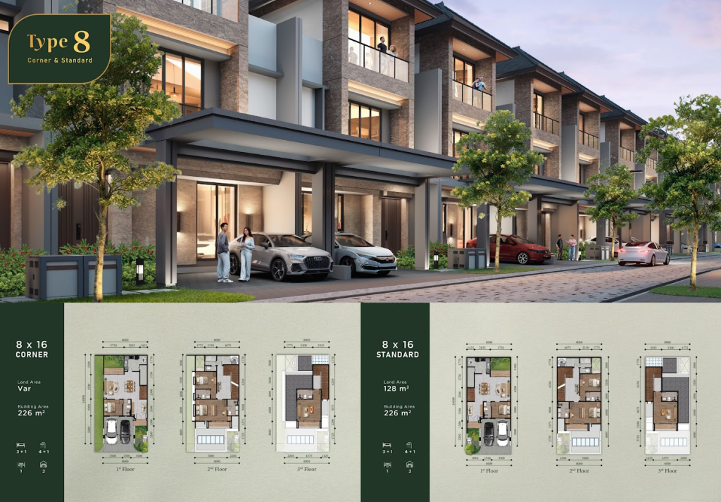 facade dan denah lantai matera lakeside tipe 8x16