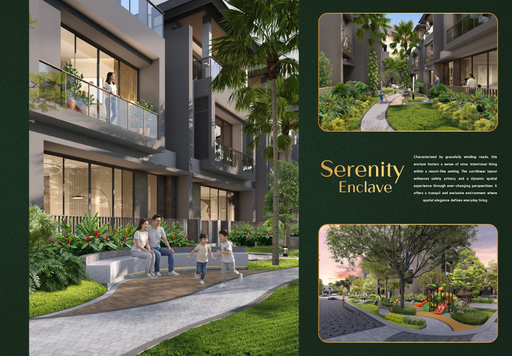 side lengkap dengan area duduk children playground dan lorong taman belakang rumah